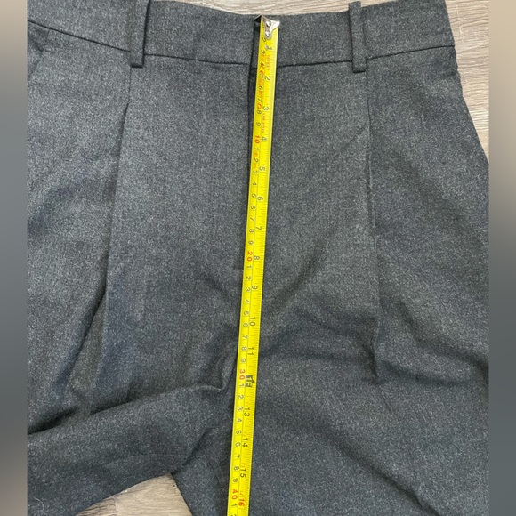 Theory Wide Leg Charcoal Gray Flannel High Waisted Pleat Trouser Pants Size 8 - Picture 10 of 12